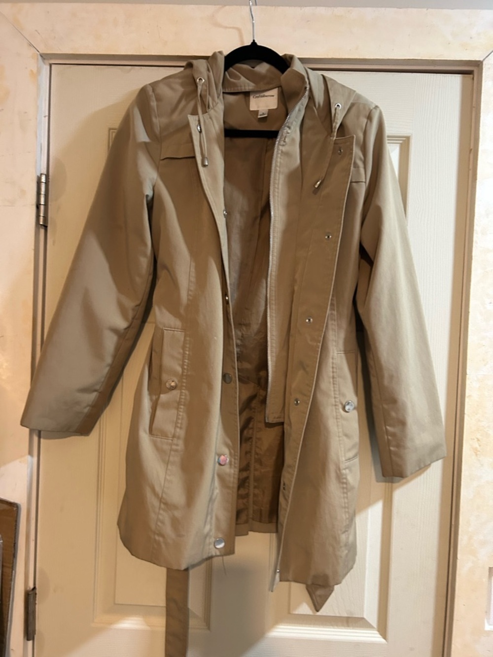 croft & barrow Lightweight Hooded Trench Coat in Khaki
